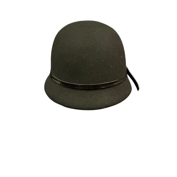 Ann Taylor Black Wool Hat With Patent Leather Trim & Bow Classic Stylish OS - Picture 3 of 7